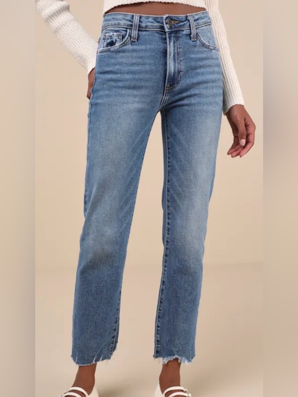 Just Black Denim Women's Straight Leg Distressed Crop Jeans. Size 29